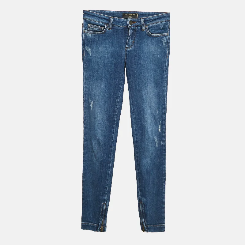 Free And Casual Dolce & Gabbana Blue Ripped Denim Pretty Jeans