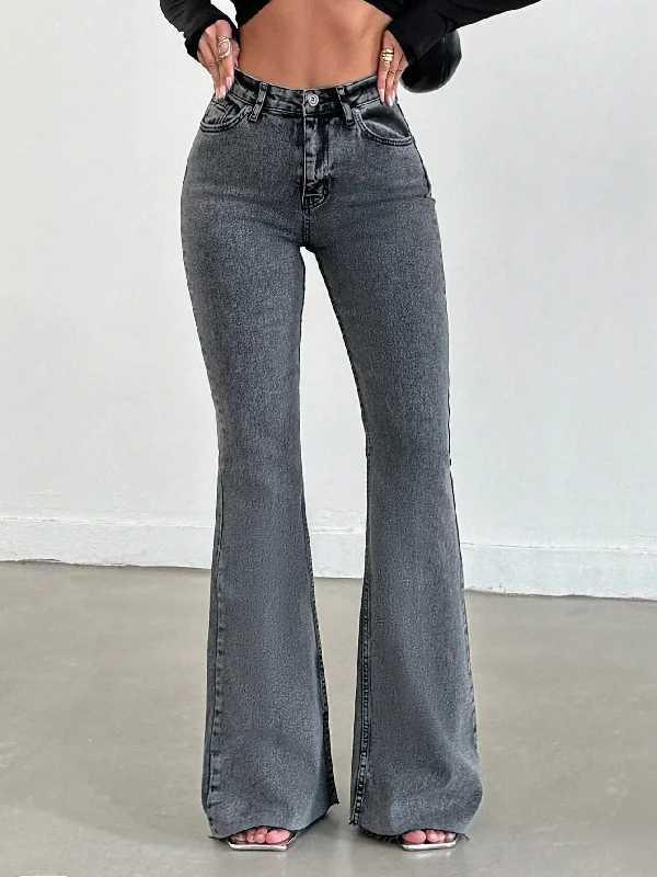 End Of The Year Neutral Grey Bootleg High Rise Jeans