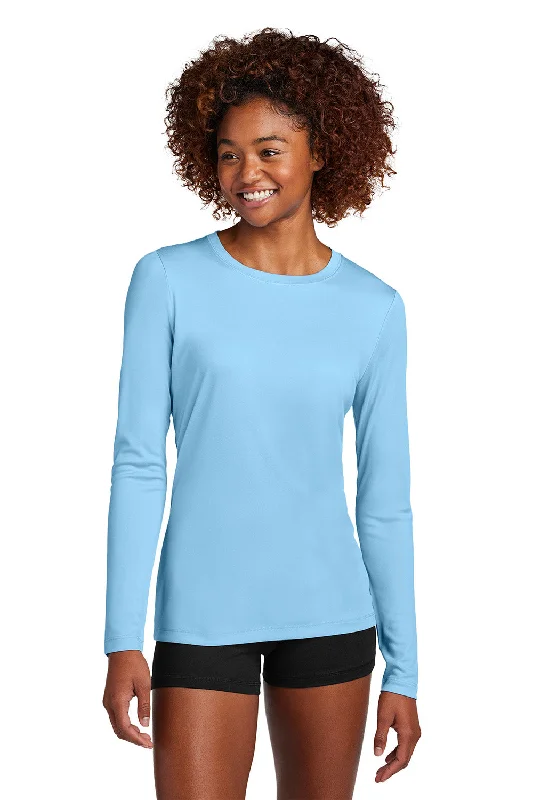 Classic Color Sport-Tek Womens Posi-UV Pro Moisture Wicking Long Sleeve Crewneck T-Shirt - Light Blue - New