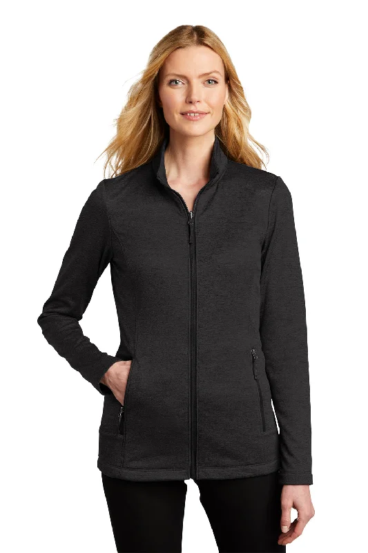 European And American Style Port Authority Womens Collective Striated Fleece Full Zip Jacket - Heather Deep Black