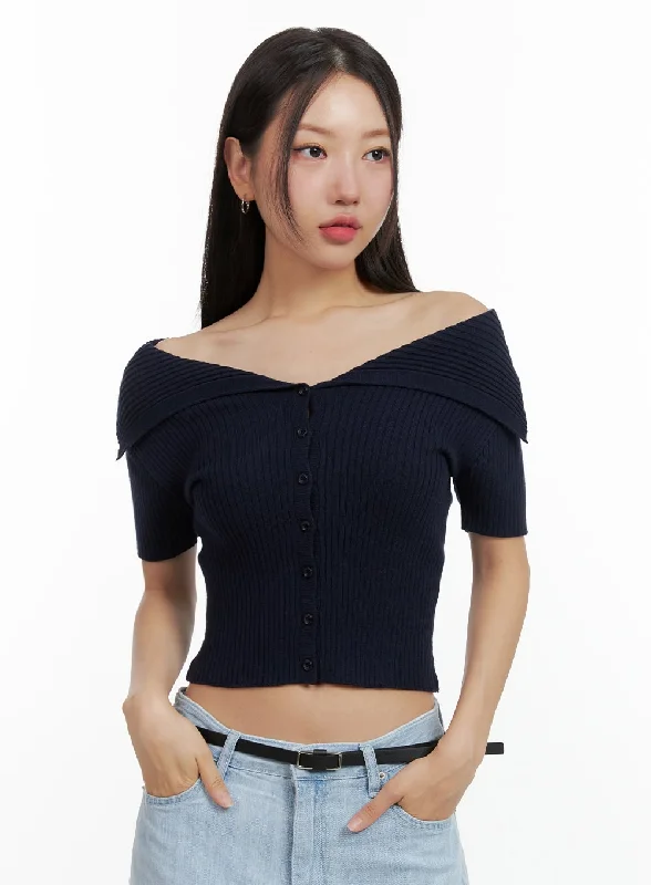 Street Charm Off-Shoulder Ribbed Top OU407