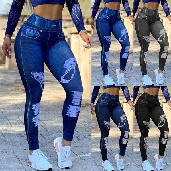 Fresh And Simple Ladies Stretch Faux Denim Leggings