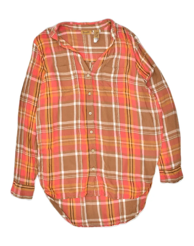 Slightly Flared Design WRANGLER Womens Shirt Dress UK 14 Medium Orange Check Cotton