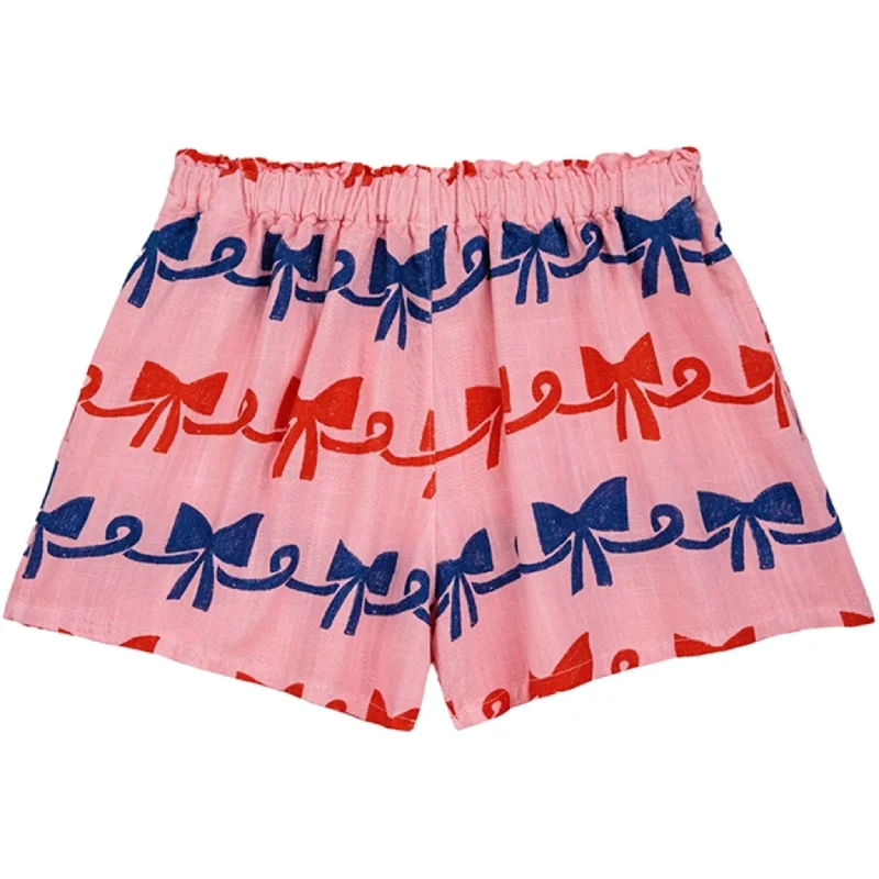 French Style Bobo Choses Ribbon Bow All Over Woven Shorts Pink