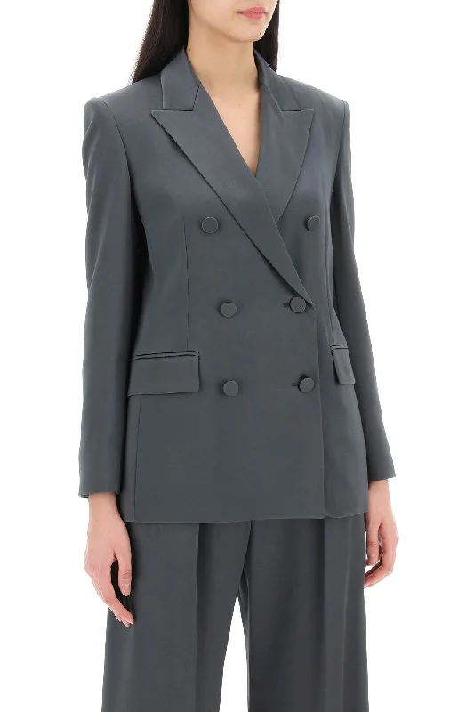 Light And Breathable Max Mara Studio Teiera Satin Double-Breasted Blazer