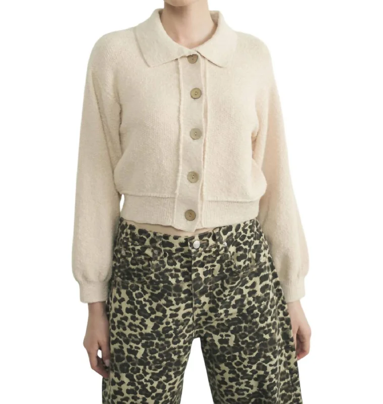 Classic And Versatile Dorothea Cardigan In Beige