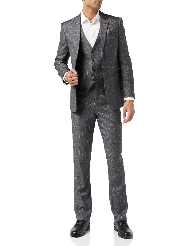 Elegant Wear PIN STRIPE GREY SUIT