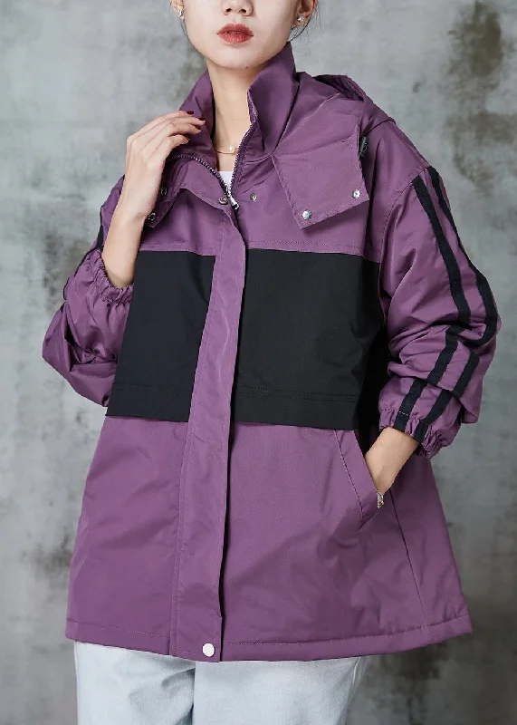 Personalized Wear Italian Purple Oversized Patchwork Spandex Coats Spring