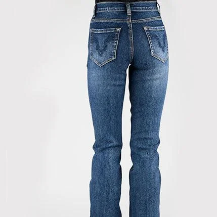 Simple Matching Stetson Women's No. 921 High Rise Western Flare Jean in Medium Dark Wash