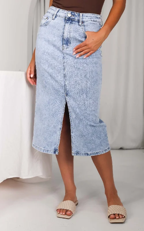 New Season Series Garcia Denim Midi Skirt - Acid Wash