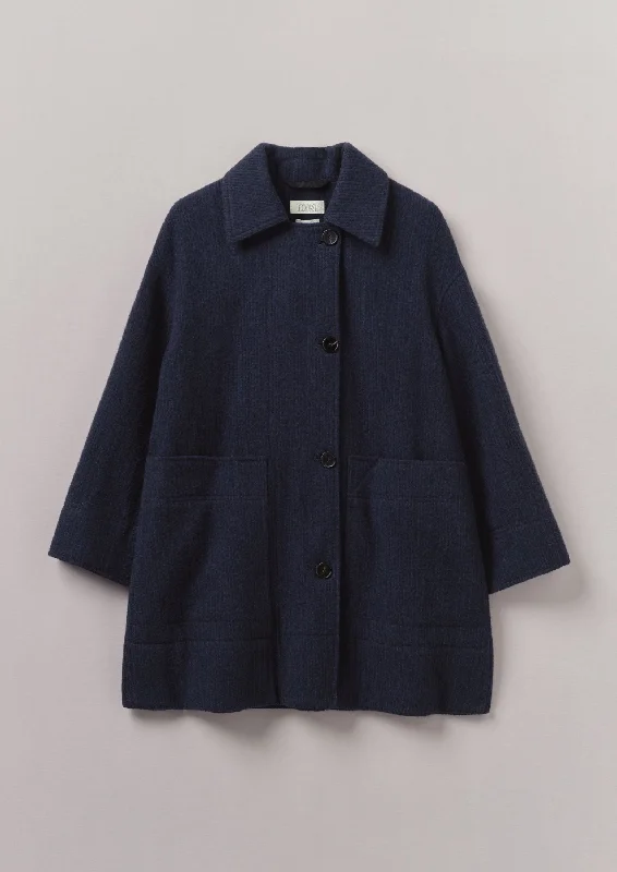 Autumn Selection Indigo Cotton Wool Pea Coat | Indigo