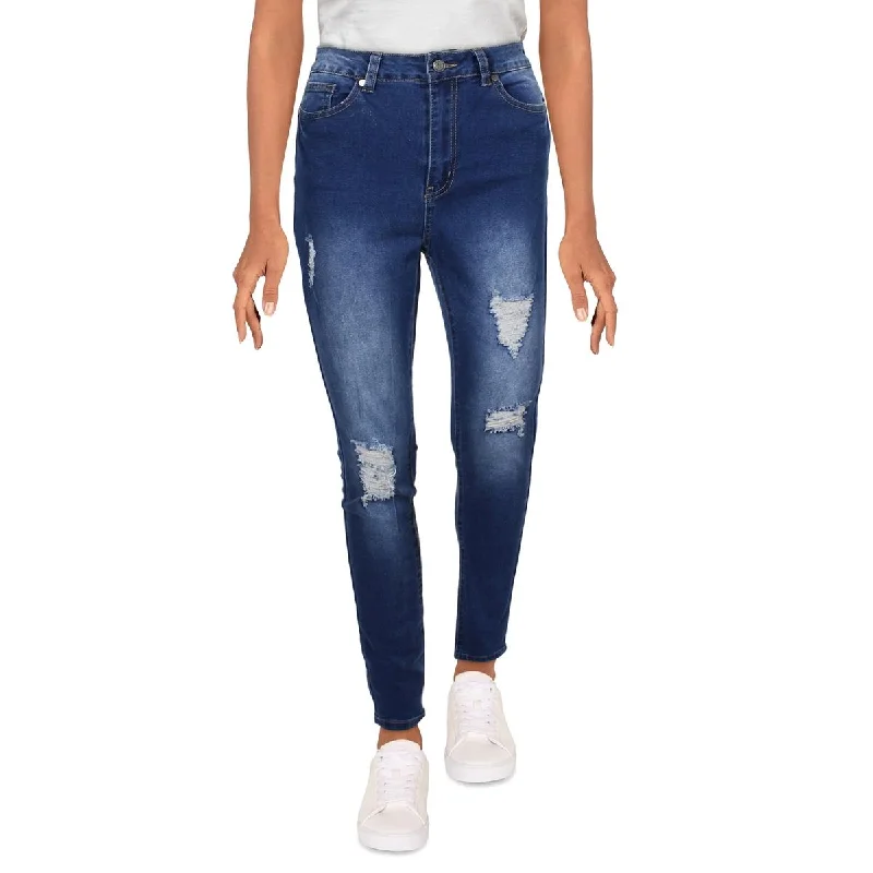 Girl Style Reason Womens Avas High Rise Destroyed Skinny Jeans