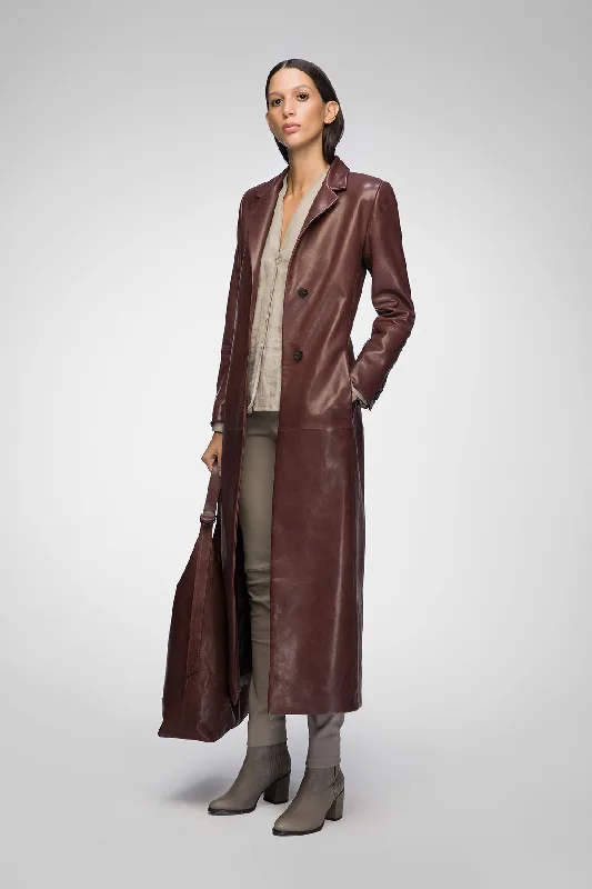 Classic And Versatile Laurence - Cherry Leather Coat