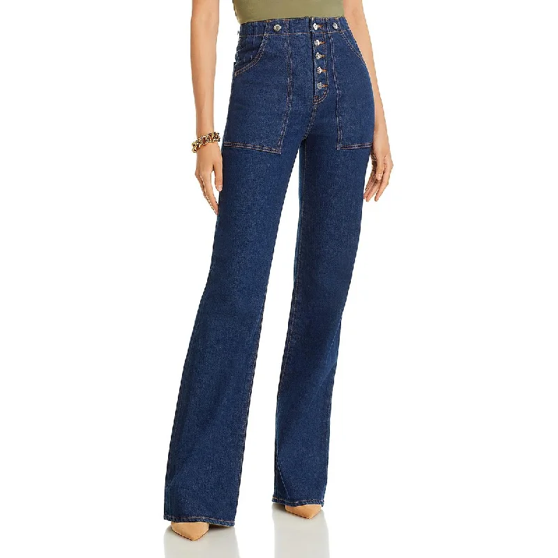 Celebrity Picks Veronica Beard Womens High Rise Solid Wide Leg Jeans