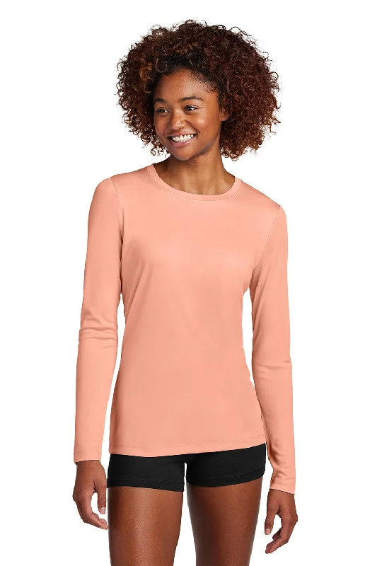 Elegant Wear Sport-Tek Womens Posi-UV Pro Moisture Wicking Long Sleeve Crewneck T-Shirt - Soft Coral - New