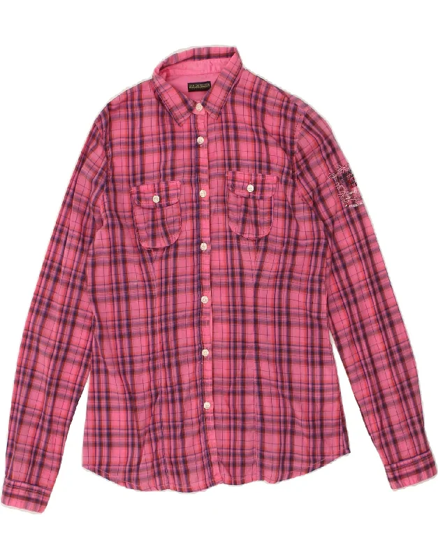 Luxury Temperament NAPAPIJRI Womens Shirt UK 10 Small Pink Check Cotton