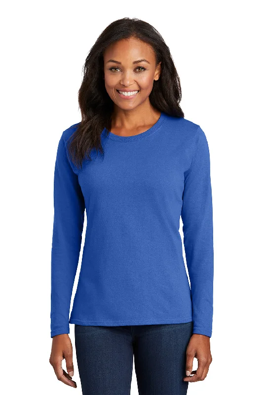 Outdoor Trend Port & Company Womens Core Long Sleeve Crewneck T-Shirt - Royal Blue