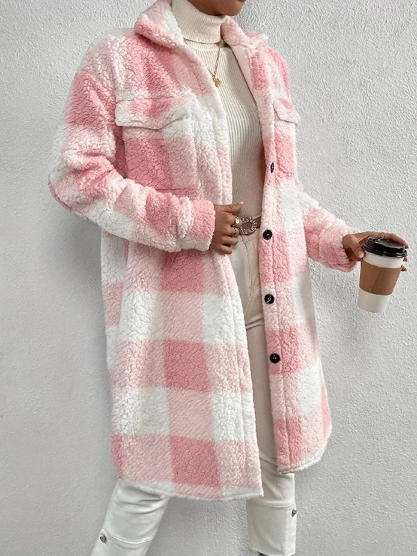 Light And Breathable Stylish Plaid Teddy Coat