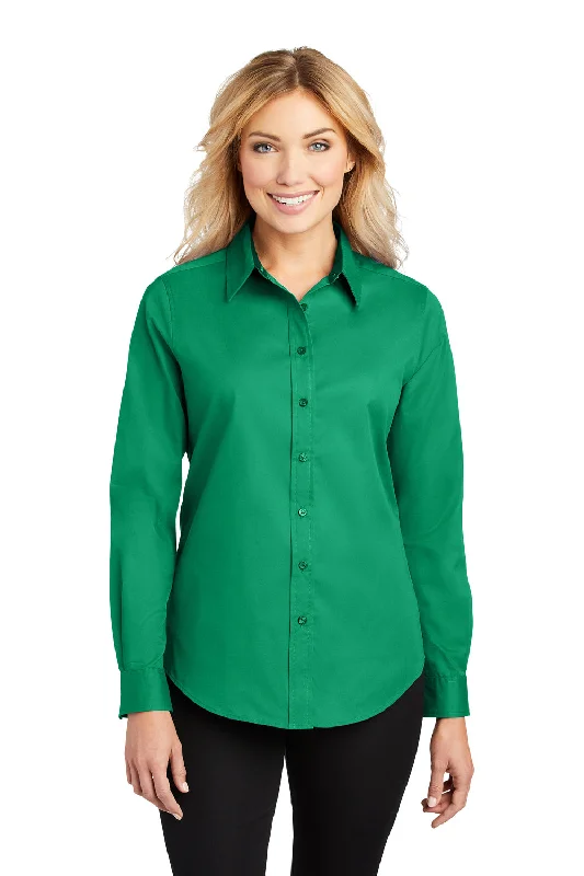 Playful Style Port Authority Womens Easy Care Wrinkle Resistant Long Sleeve Button Down Shirt - Court Green