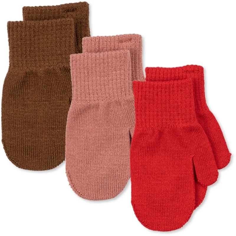 Fresh And Simple Konges Sløjd Rose/Pecan/Scarlet 3-Pak Filla Mittens