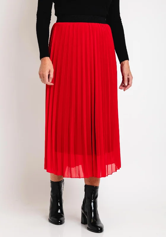 Carefree Serafina Collection One Size Pleated Midi Skirt, Red