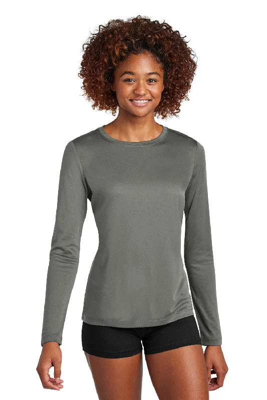 Celebrity Picks Sport-Tek Womens Posi-UV Pro Moisture Wicking Long Sleeve Crewneck T-Shirt - Dark Smoke Grey - New