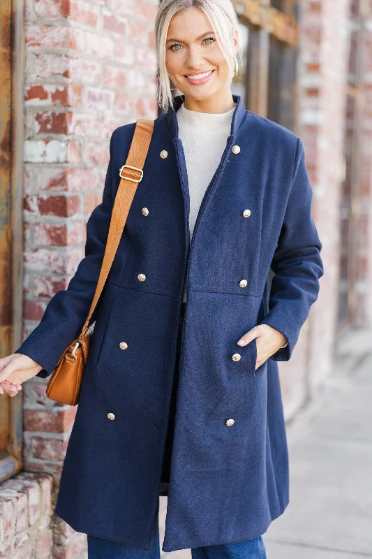 End Of The Year City Streets Navy Blue Coat