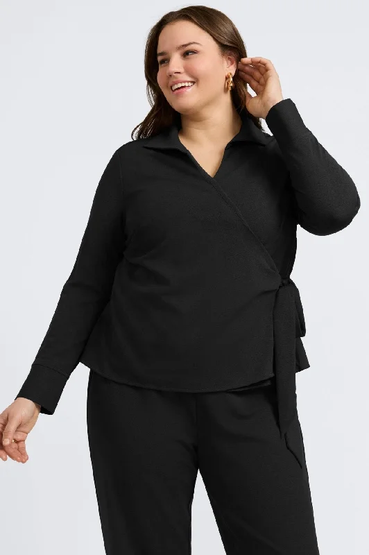 Perfect Tailoring Rosie Plus Knit Crepe Wrap Shirt