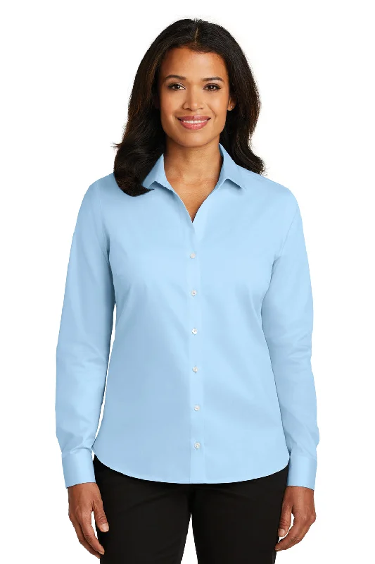 Luxury Temperament Red House Womens Wrinkle Resistant Long Sleeve Button Down Shirt - Heritage Blue - Closeout