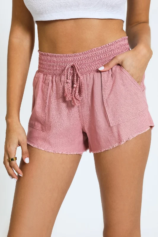 Sports Fashion SMOCKED BEACH SHORTS - DREAM ROSE