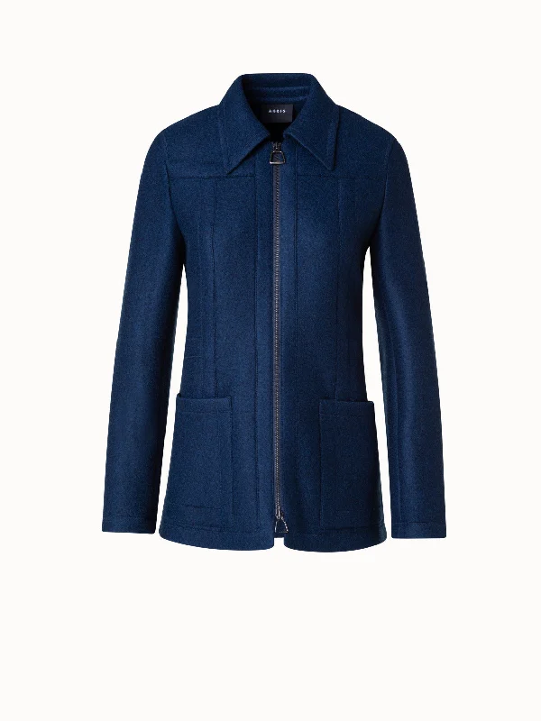 Unique Prints Tailored Jacket in 100% Cashmere with Stand Up Collar