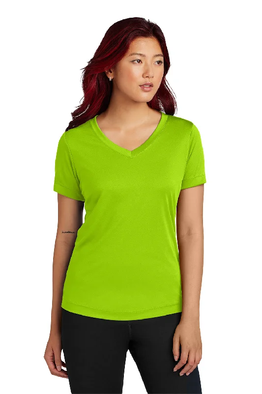 Sports Fashion Sport-Tek Womens Competitor Moisture Wicking Short Sleeve V-Neck T-Shirt - Lime Shock Green