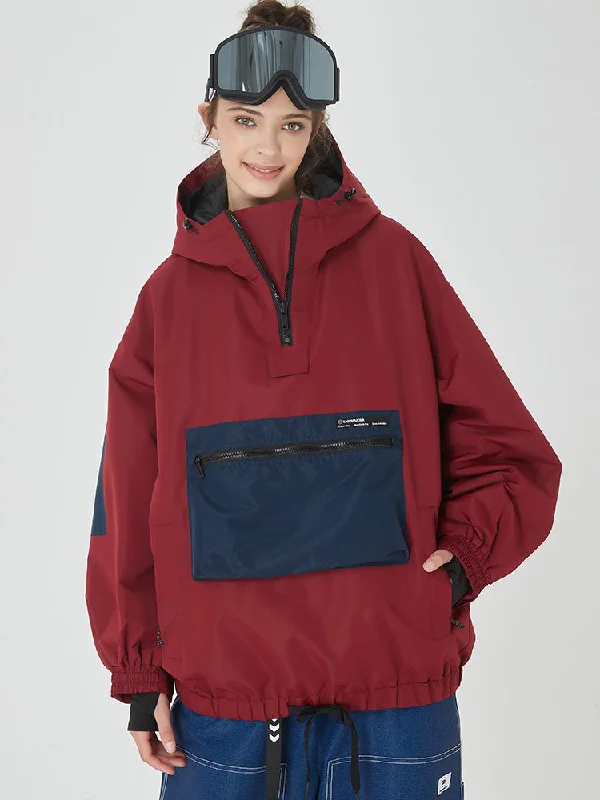 College Style Women's Winter Bomber Baggy Snowboard Jacket Big Cargo Pocket Snow Coat