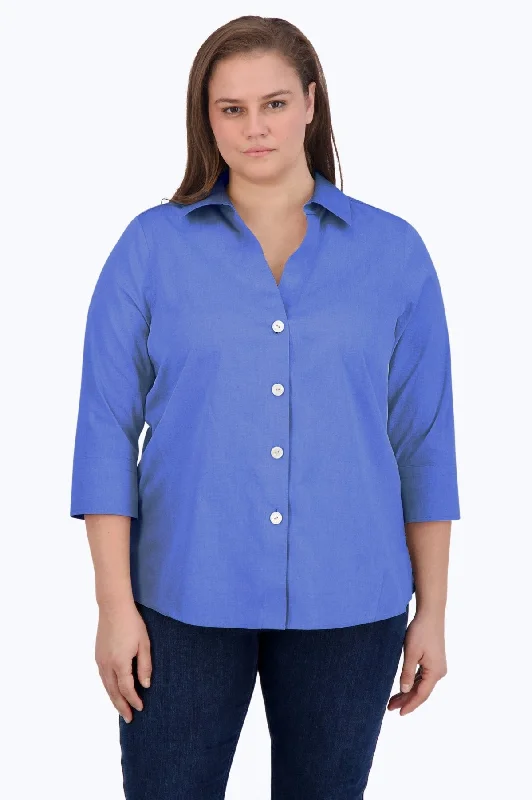 Practical Style Paityn Plus Pinpoint No Iron 3/4 Sleeve Shirt, Cornflower