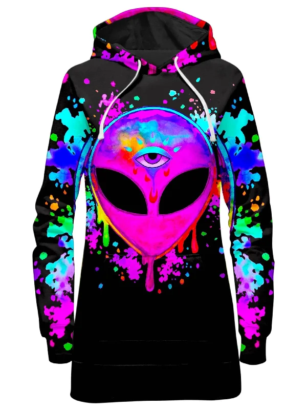 Eye-catching Personality Splatter Alien Pink Hoodie Dress