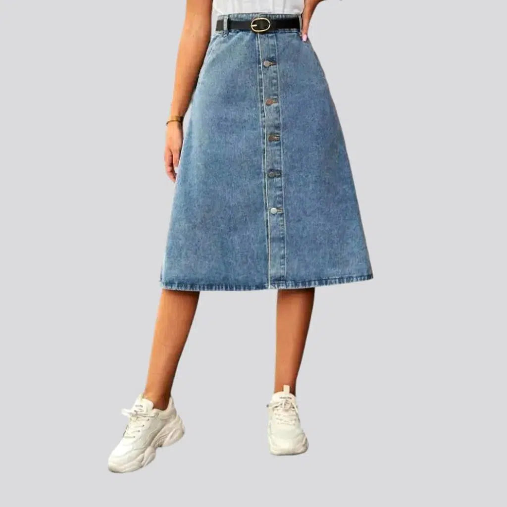 Slim Fit High-waist a-line jean skirt for ladies