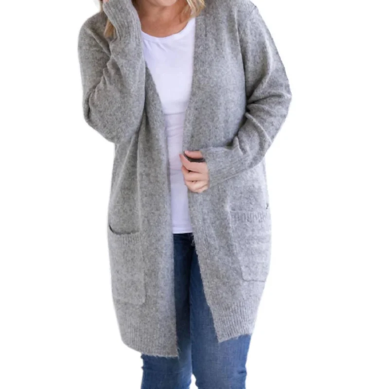 Bright Colors Madison Cozy Cardigan In Gray