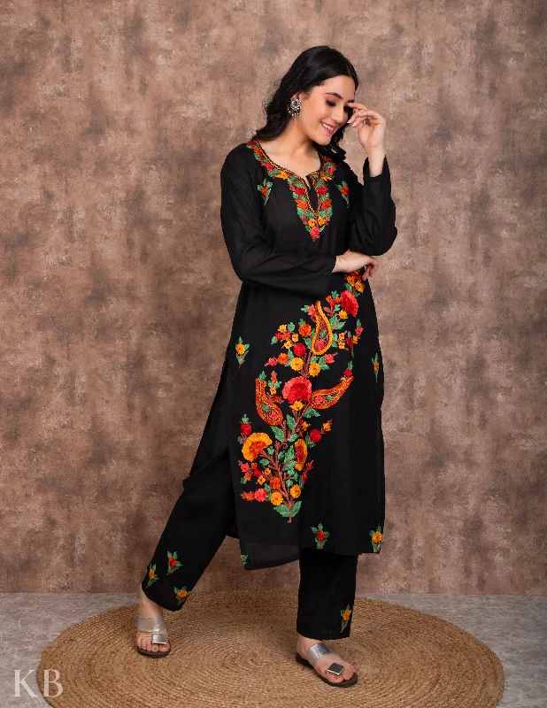 Avant-garde Design Classic Black Embroidered Cotton Suit