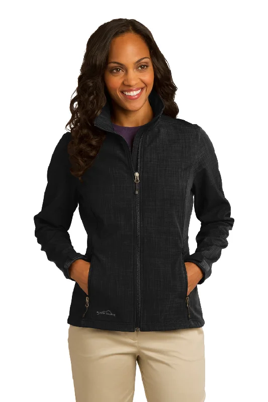 Lively And Youthful Eddie Bauer Womens Shaded Crosshatch Wind & Water Resistant Full Zip Jacket - Black