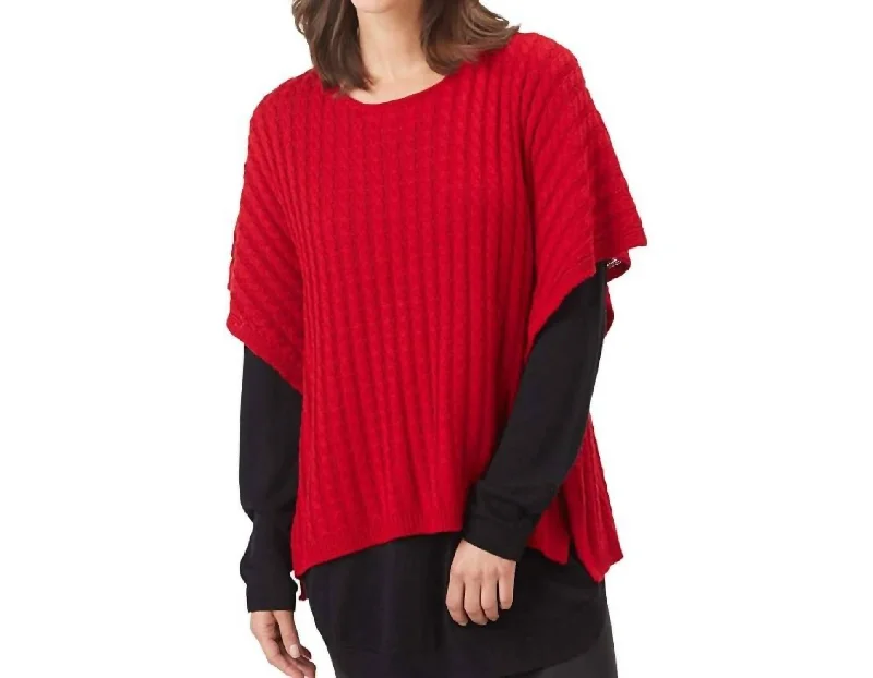 Playful Style Parker Poncho In Red