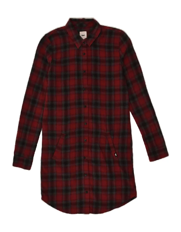 Age-reducing Style VANS Womens Shirt Dress UK 6 XS Red Check Cotton