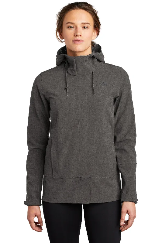 Exquisite Embroidery The North Face Womens Apex DryVent Windproof & Waterproof Full Zip Hooded Jacket - Heather Dark Grey - Closeout