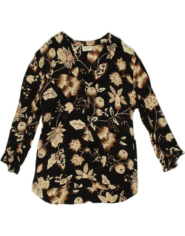 Urban Sense CANDA Womens Shirt Blouse UK 16 Large Black Floral