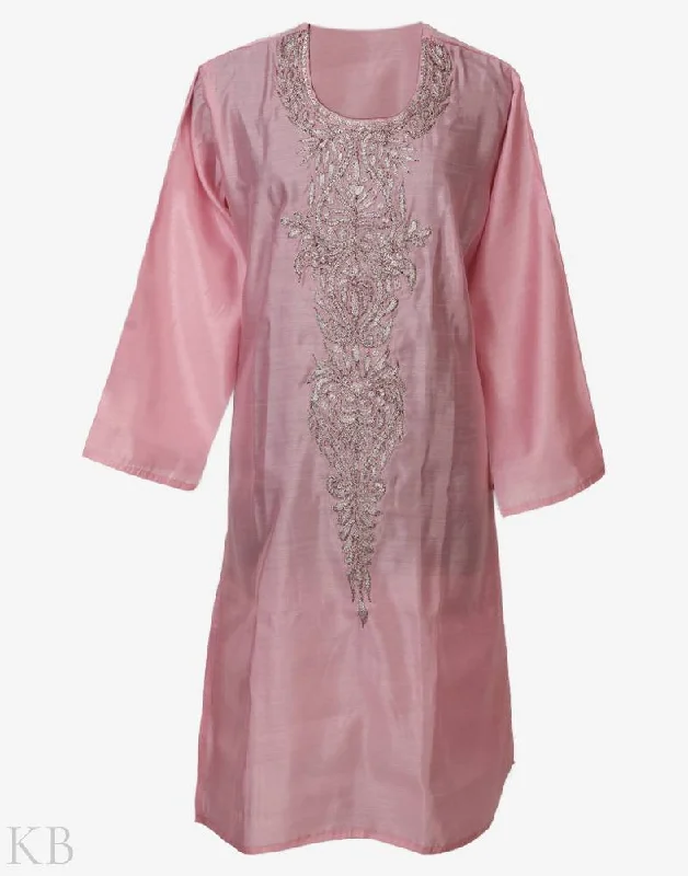 Girl Style Pink Tilla Embroidered Silk Suit with Dupatta