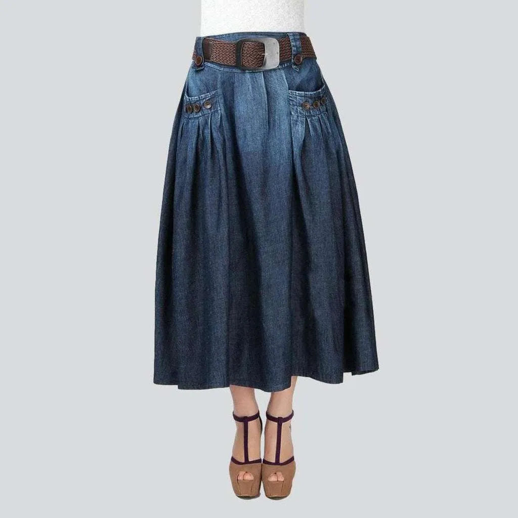 Comfortable Series Summer flare long jeans skirt