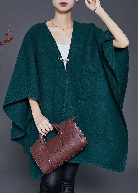 Boutique Recommendation Style Blackish Green Oversized Woolen Cardigan Winter