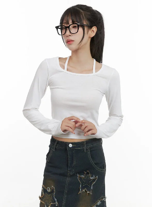 Eye-catching Personality Halter Neck Slim Fit Crop Top CS403