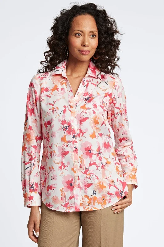 New Autumn And Winter Styles Mary No Iron Watercolor Floral Shirt