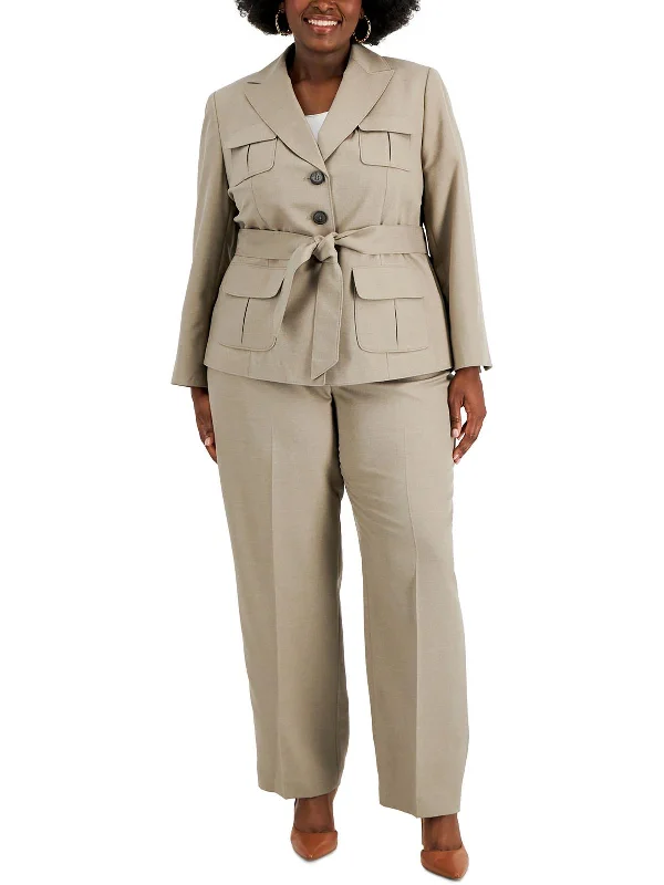 Casual And Comfortable Plus Womens 2PC Polyester Pant Suit