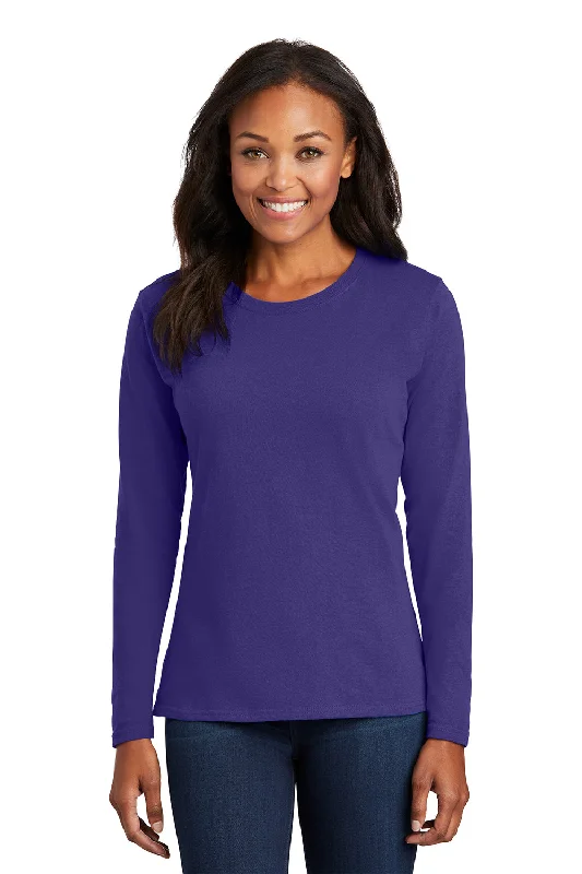 Body Design Port & Company Womens Core Long Sleeve Crewneck T-Shirt - Purple